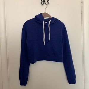 H&M Blue Cropped Pullover Hoodie Comfy Womens S